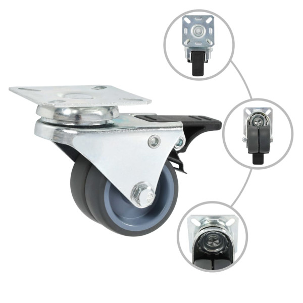 Ruedas dobles giratorias 4 unidades 50 mm M 3