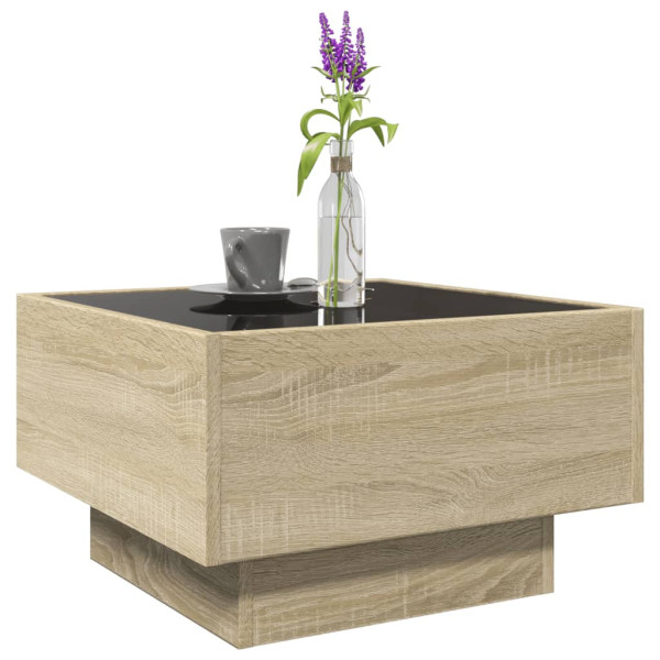 Mesa de centro y LED madera ingeniería roble Sonoma 50x50x30 cm M 5