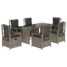 Set comedor jardín 7 pzas y cojines ratán sintético gris 2