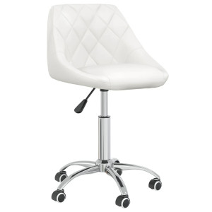 Silla de oficina giratoria de cuero sintético blanco H