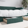 Gavetas de cama 2pcs derivados de madeira e veludo verde-escuro 1