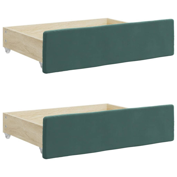 Cajones de cama 2 uds madera ingeniería terciopelo verde oscuro M 2