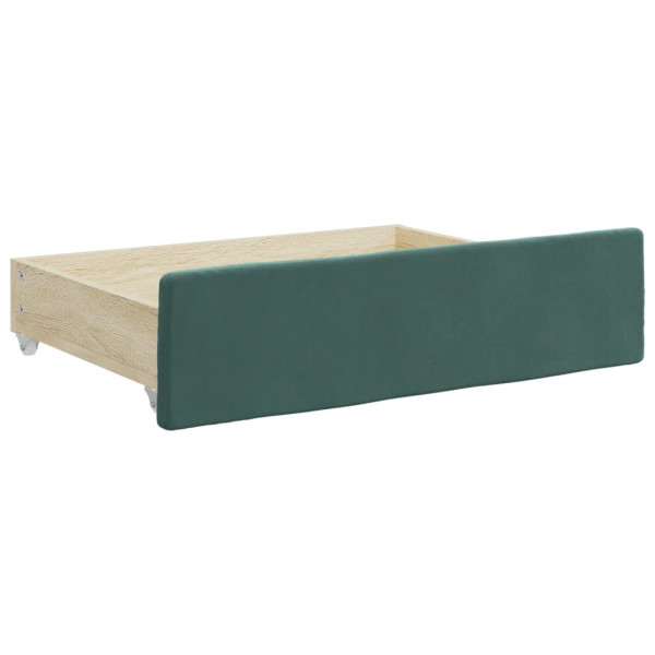 Gavetas de cama 2pcs derivados de madeira e veludo verde-escuro M 3