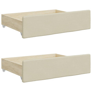 Gavetas de cama 2 pcs derivados de madeira e couro artif. creme H