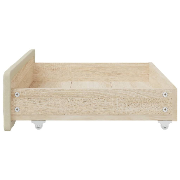 Cajones de cama 2 uds madera ingeniería y cuero sintético crema M 5