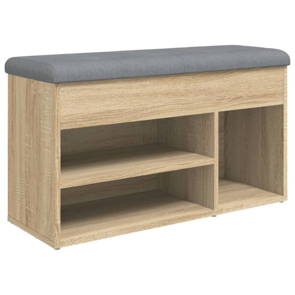 Banco zapatero madera de ingeniería roble Sonoma 82x32x45.5 cm M 2