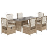 Set comedor de jardín 7 pzas con cojines ratán sintético beige 2