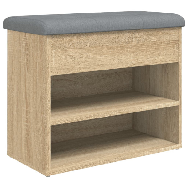 Banco zapatero madera de ingeniería roble Sonoma 62x32x50 cm M 2