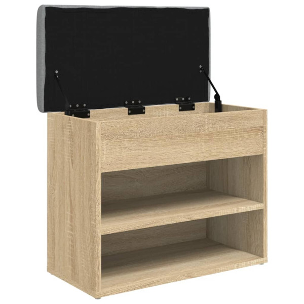 Banco zapatero madera de ingeniería roble Sonoma 62x32x50 cm M 5