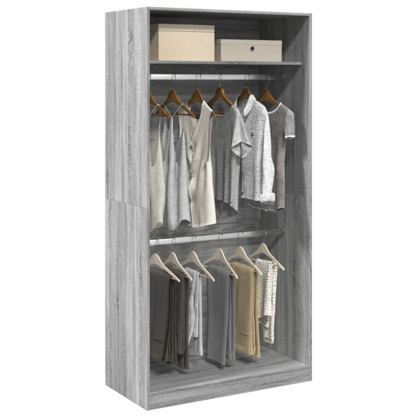 Armario de madera contrachapada gris Sonoma 100x50x200 cm D