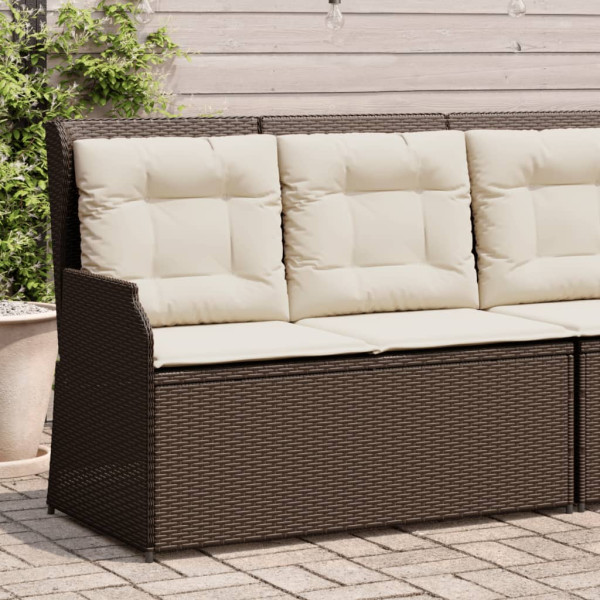 Sillón reclinable de jardín con cojines ratán sintético marrón M 4