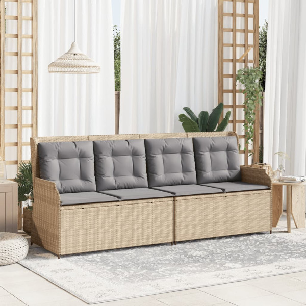 Reclining cadeira jardim com bege almofadas sintéticos rattan M 3