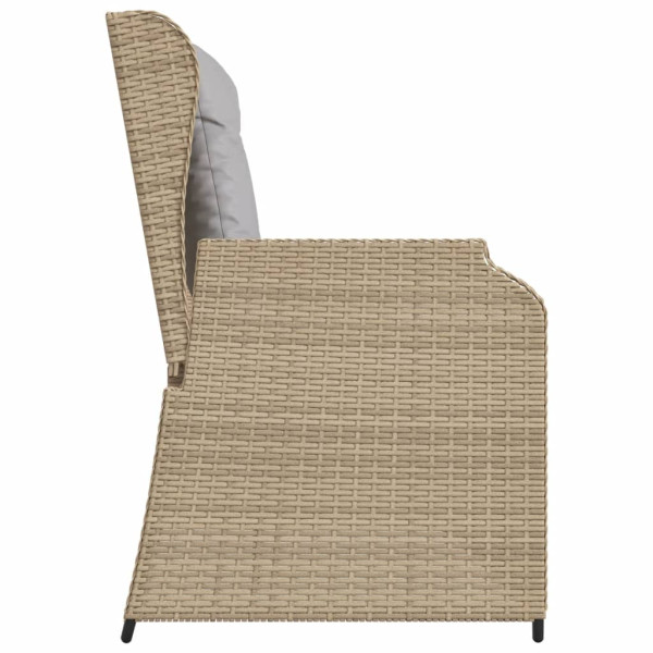 Sillón reclinable de jardín con cojines ratán sintético beige M 5