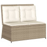 Sillón reclinable de jardín con cojines ratán sintético beige 2