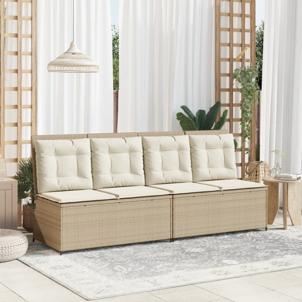 Reclining cadeira jardim com bege almofadas sintéticos rattan M 3