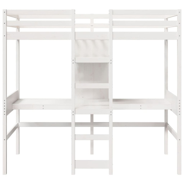 Cama alta sem colchão 90x190 cm pinho maciço branco M 5