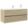 Mueble de lavabo de baño madera roble Sonoma 100x38.5x45 cm 1