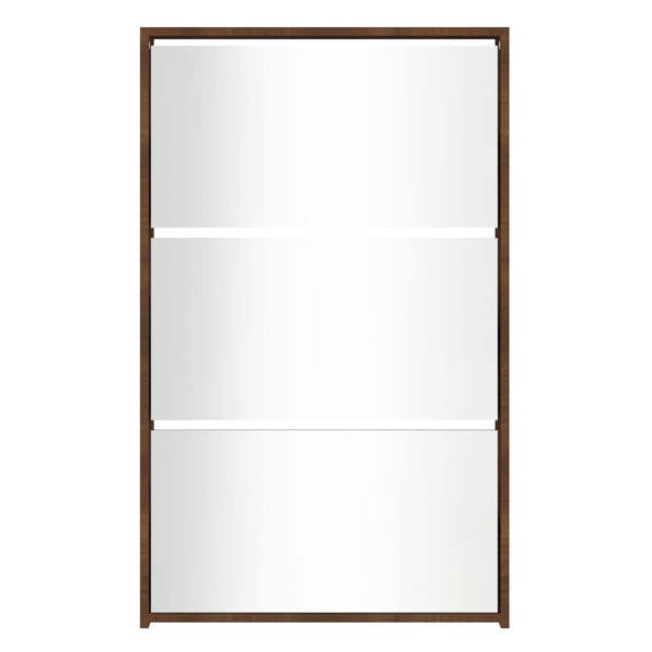 Mueble zapatero y espejo 3 niveles roble marrón 63x17x102.5 cm M 4