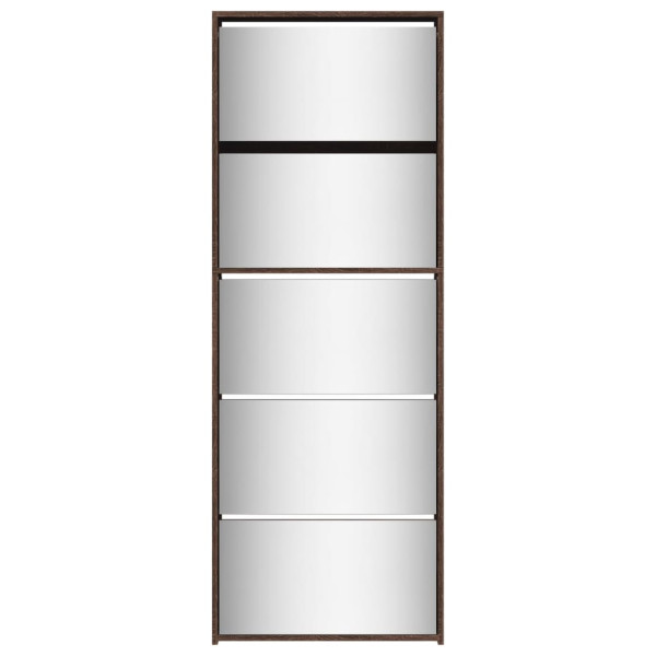 Mueble zapatero y espejo 5 niveles roble marrón 63x17x169.5 cm M 5