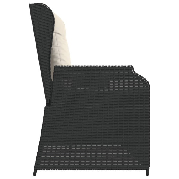 Sillón reclinable de jardín con cojines ratán sintético negro M 5
