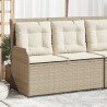 Sillón reclinable de jardín con cojines ratán sintético beige 1