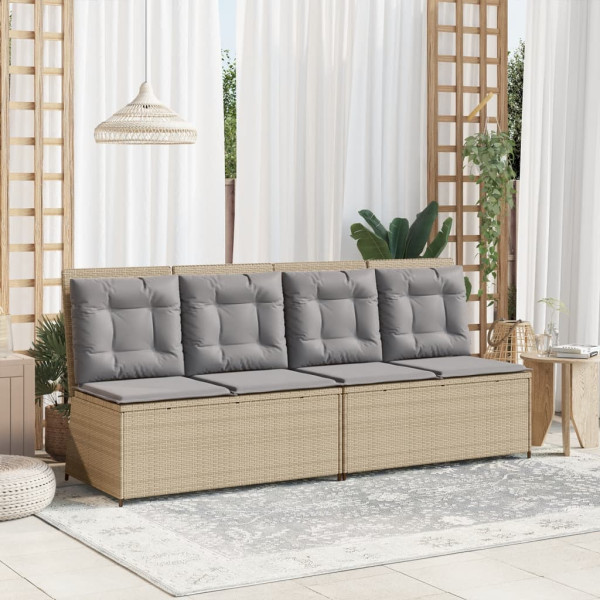 Reclining cadeira jardim com bege almofadas sintéticos rattan M 3