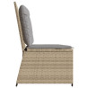 Sillón reclinable de jardín con cojines ratán sintético beige 5