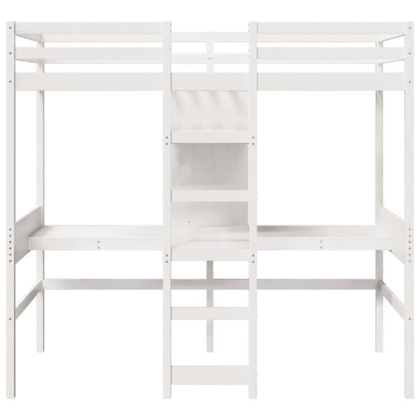 Cama alta sem colchão 75x190 cm pinho maciço branco M 5