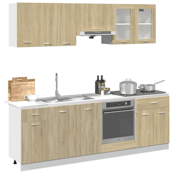 Set muebles de cocina 8 pzas madera de ingeniería roble Sonoma M 3