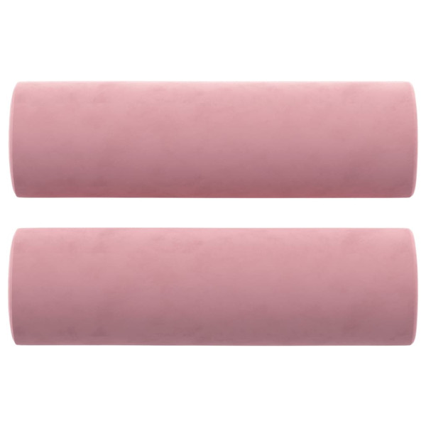 Sofá 3 lugares c/ almofadas decorativas 180 cm veludo rosa M 5