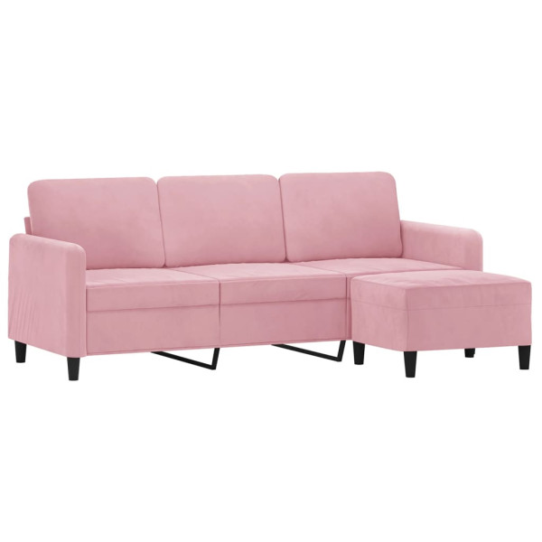 Sofá de 3 plazas con taburete de terciopelo rosa180 cm M 3