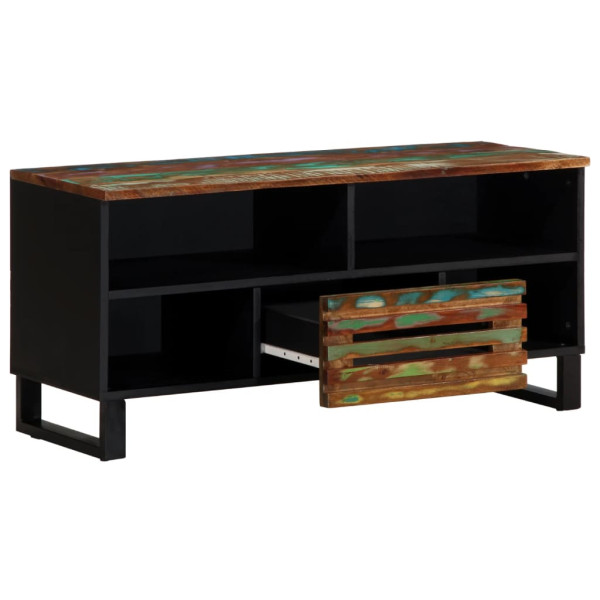 Mueble de TV madera maciza de acacia 100x34x46 cm M 3