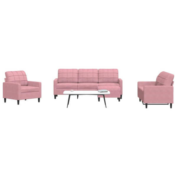 4 pcs conjunto de sofás com almofadões veludo rosa D