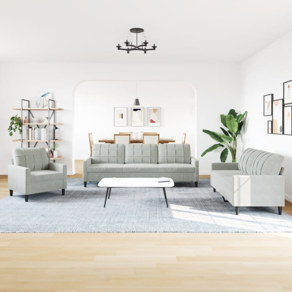 Juego de sofás con cojines 4 piezas terciopelo gris claro M 3