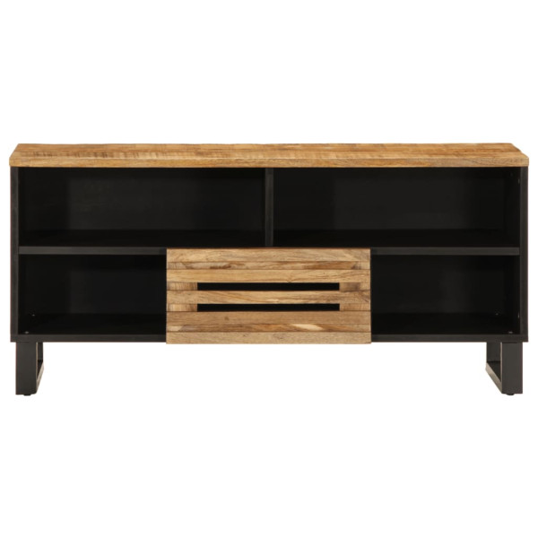 Mueble de TV madera maciza de mango rugosa 100x34x46 cm M 2