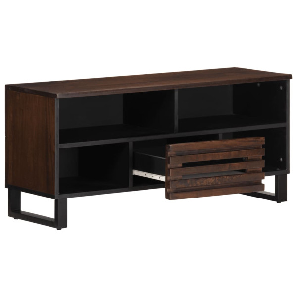 Mueble de TV madera maciza mango marrón 100x34x46 cm M 3