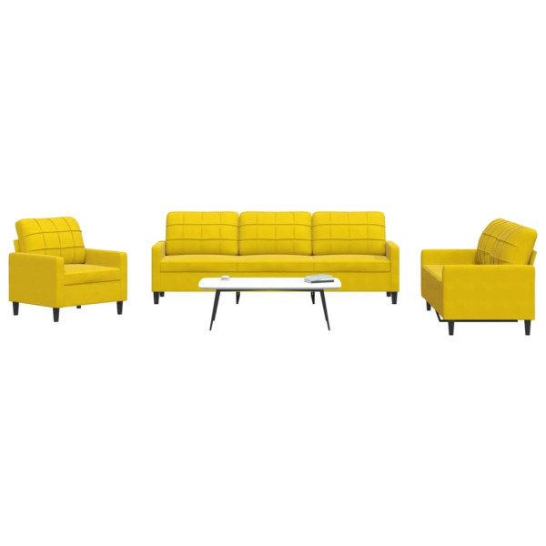 4 pcs conjunto de sofás com almofadões veludo amarelo D