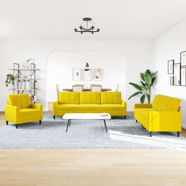 Juego de sofás con cojines 4 piezas terciopelo amarillo M 3