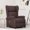 Sillón orejero reclinable eléctrico de tela marrón oscuro 1