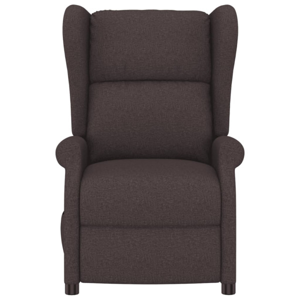 Sillón orejero reclinable eléctrico de tela marrón oscuro M 4