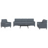 4 pcs conjunto de sofás com almofadões veludo cinzento-escuro 1