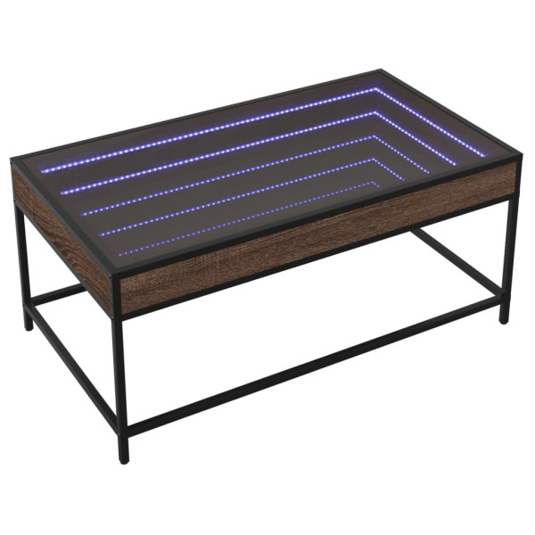Mesa de centro con Infinity LED marrón roble 90x50x41 cm M 3