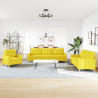 3 pcs conjunto de sofás tecido amarelo-claro 3
