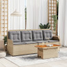 Set muebles de jardín 3 piezas y cojines ratán sintético beige 1