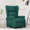 Sillón orejero reclinable eléctrico de tela verde oscuro 1