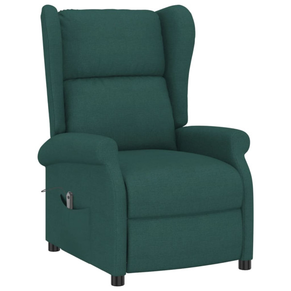 Sillón orejero reclinable eléctrico de tela verde oscuro M 3