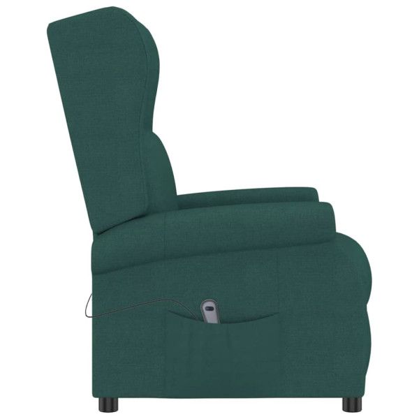 Sillón orejero reclinable eléctrico de tela verde oscuro M 5