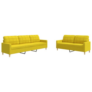 2 pcs conjunto de sofás tecido amarelo-claro H