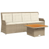 Set muebles de jardín 3 piezas y cojines ratán sintético beige 2