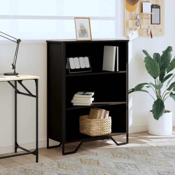 Estantería de madera de ingeniería negra 80x31x106 cm M 3